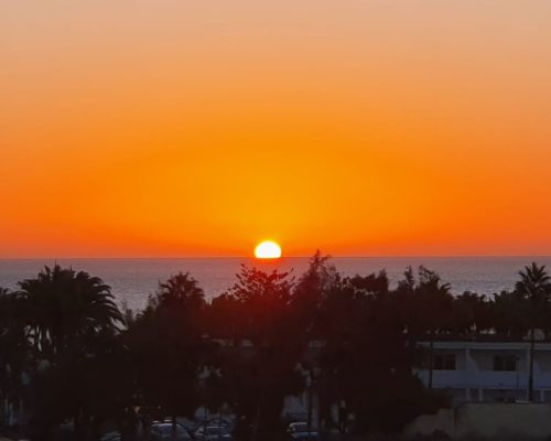 Traumhafter Sonnenaufgang von der Terrasse